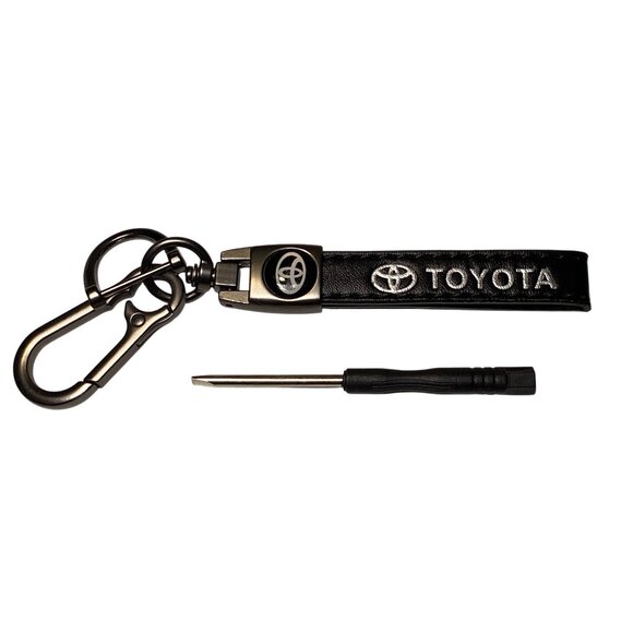 For Toyota TRO Brown Leather Dark Satin Metal Premium Keychain New - Picture 1 of 1
